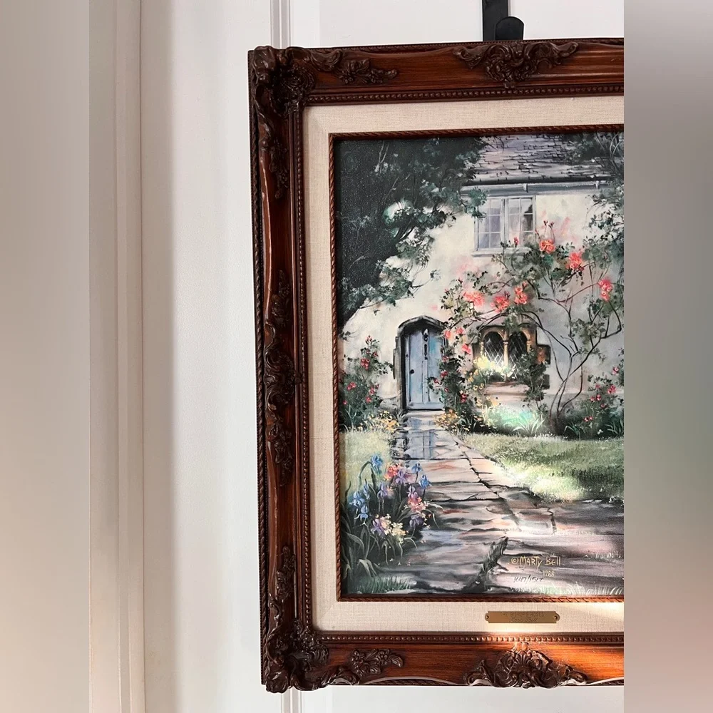 Vintage Marty Bell “The Bishop’s Roses” Lithograph Framed Art‎ Print COA 21x17